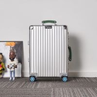 Rimowa CF Topas Luggage In Silver/Green